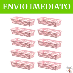 KIT CESTO ORGANIZADOR RETANGULAR CESTINHO MULTIUSO LAVANDERIA BANHEIRO GAVETA PRATELEIRA
