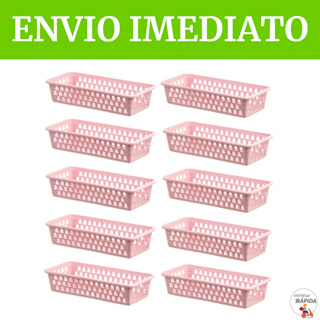 KIT CESTO ORGANIZADOR RETANGULAR CESTINHO MULTIUSO LAVANDERIA BANHEIRO GAVETA PRATELEIRA em Oferta na Shopee