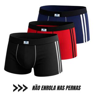 Kit 3 cuecas masculina algodão Box Boxer Confortável em Oferta na Shopee