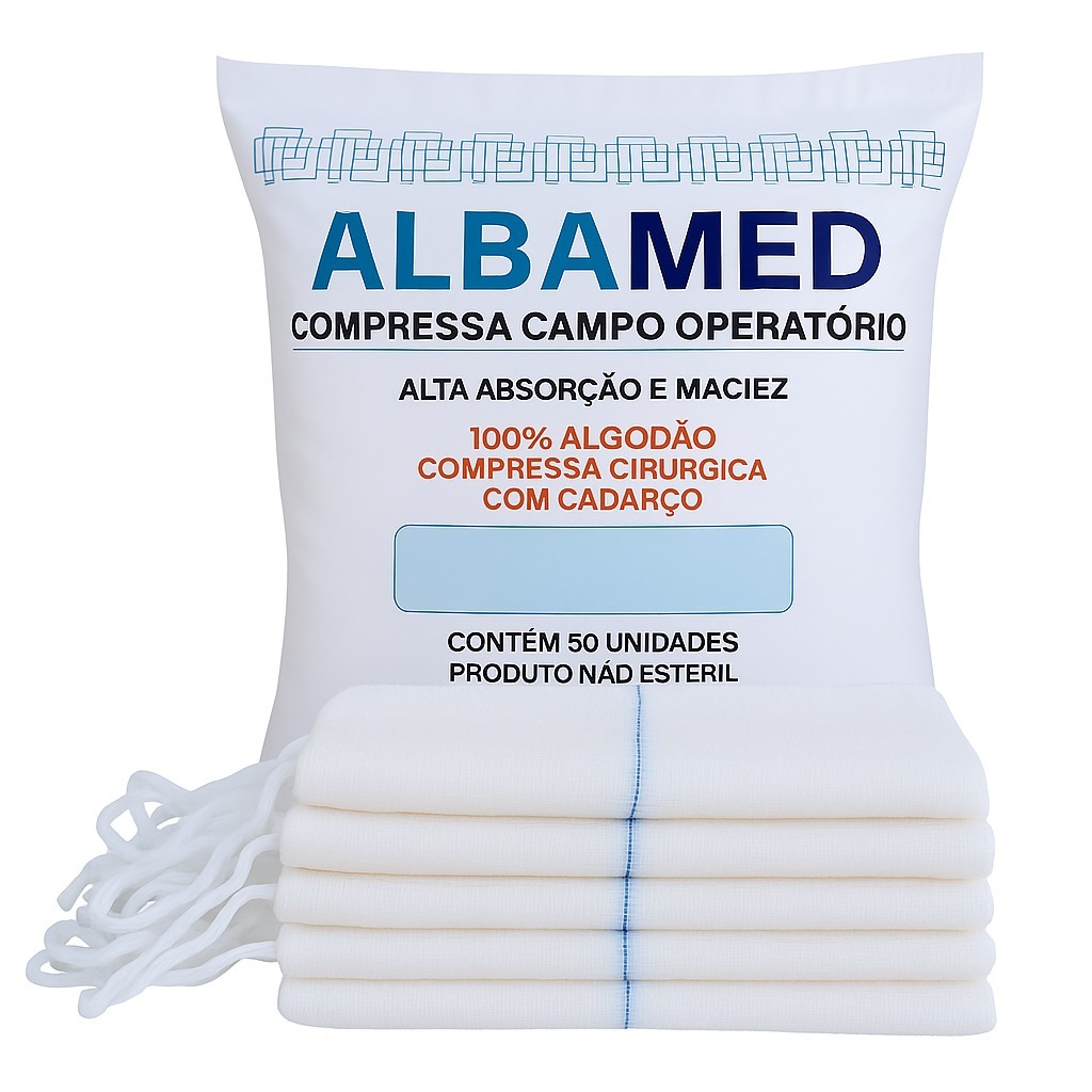 Compressa Cirúrgica Campo Operatório Não Estéril com Fio Radiopaco Pacote 50 Unidades