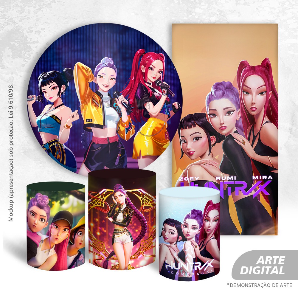 KIT PAINEL DE FESTA GUERREIRAS KPOP ANIME, REDONDO 1,5M DE DIÂMETRO + 3 CAPAS CILINDROS + VERTICAL 2X1 em Oferta na Shopee