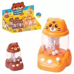 Brinquedo Mini Máquina de Garra Pega Bolinhas 14cm Ursinho ou Tigre Sortidos - Art Brink