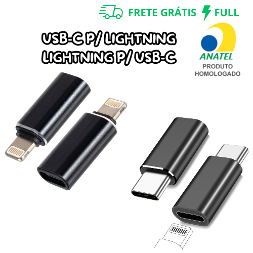1 UNIDADE DE ADAPTADOR USB-C PARA LIGHTNING OU LIGHTNING PARA USB-C (FÊMEA:USB-C/LIGHTNING-MACHO:USB-C/LIGHTNING) em Oferta na Shopee