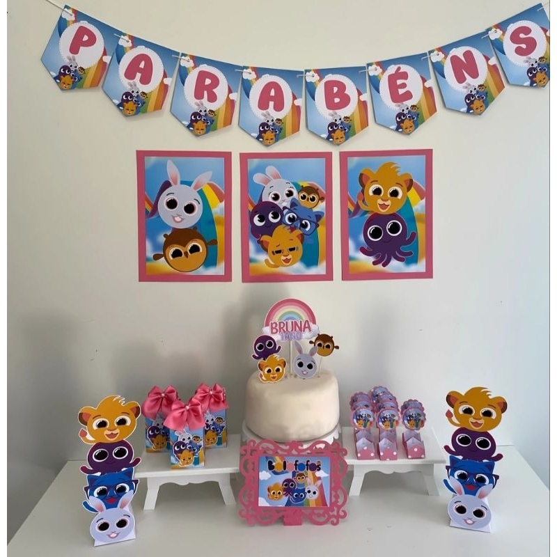 Kit Festa Bolofofos Menina Rosa   Personalizado | Só Bolinho  | Lembrancinha | Aniversário Decoração
