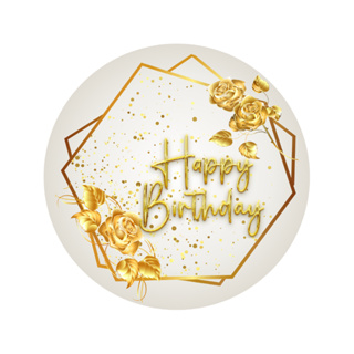 Painel 50cm Happy Birthday dourado com elástico em Oferta na Shopee