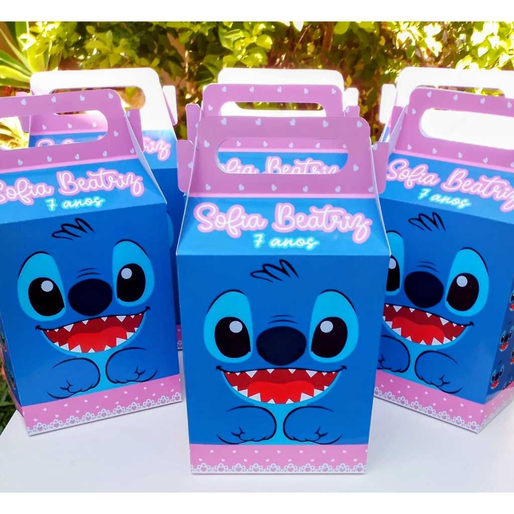 Caixa Personalizada Maletinha Surpresa Stitch para Lembrancinha de aniversário - Fazemos todos os temas - Festa infantil