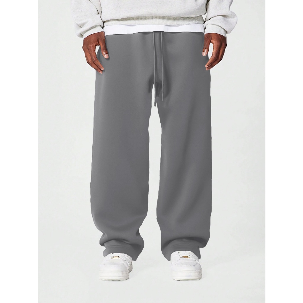 Calça Moletom Confortável Frio Tecido Grosso Com Bolsos Esportiva Despojada Unissex Plus Size Larga em Oferta na Shopee