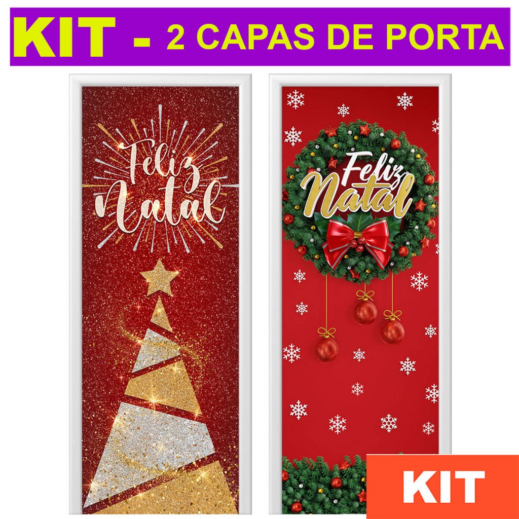 Kit 2 Capa para Porta Natal 3D Em Tecido Painel Veste Porta Sublimado 0,85x2,10m em Oferta na Shopee