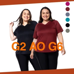 Kit 2 blusas feminina plus size fitness tapa bumbum gola V manga curta dry fit