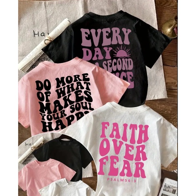 Kit 3 Camisas Femininas Manga Curta Moda Jovem Cristã Camiseta Estampada Frases Inspiradoras Primavera Verão