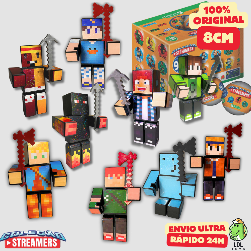 Boneco Colecionável 8cm + Card Exclusivo + Cartela de Adesivos + 3 Ferramentas Youtuber em Oferta na Shopee