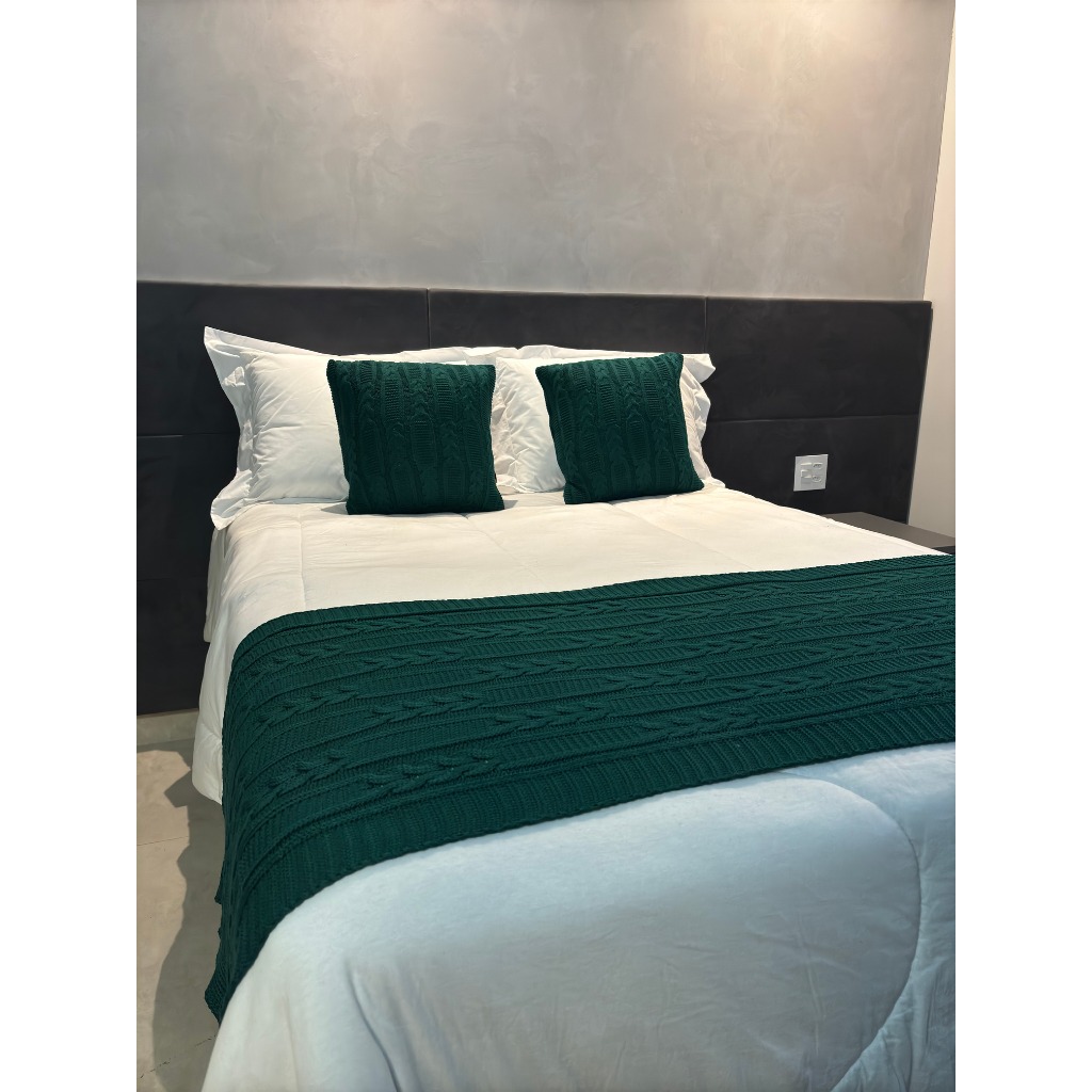 Kit Manta Tricô Com Trança Para Sofá e Cama Casal Queen King Peseira Fio de Malha Com Almofadas RA em Oferta na Shopee