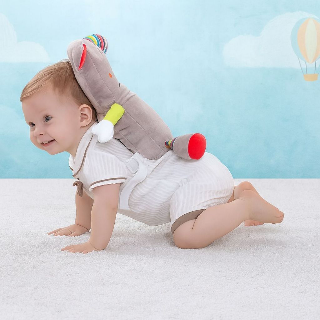 Kit Almofada Protetor Mochila de Cabeça e Costas para Bebê Anti-Queda Segurança Infantil Pelúcia