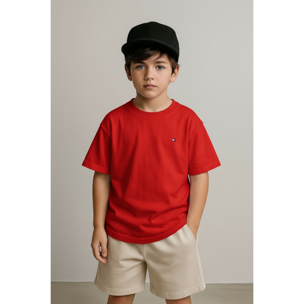 Conjunto infantil camiseta e short moletinho com relógio