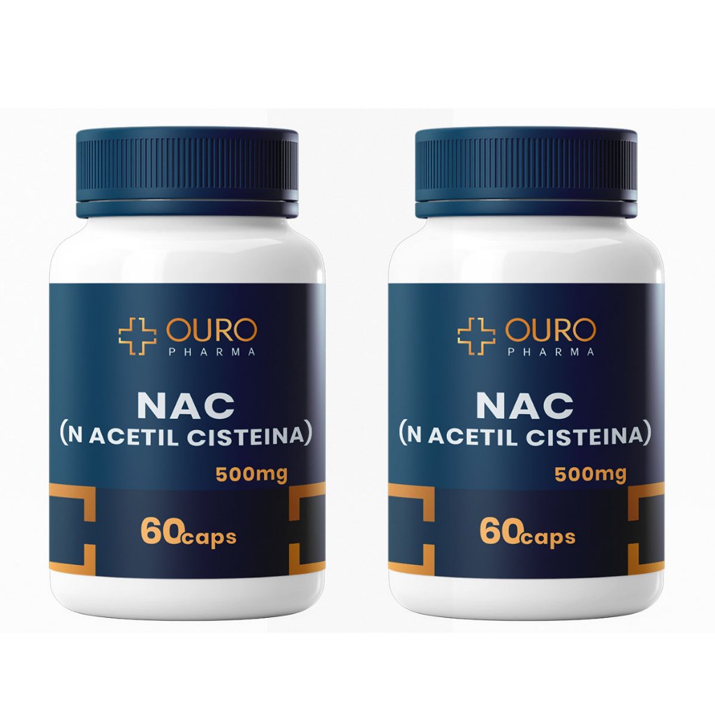 KIT 2 NAC N Acetil Cisteina acetilcisteína 500mg 100% Natural - 60 cápsulas cada frasco