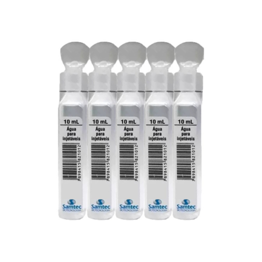 Água Destilada SAMTEC 10ml Kit 200 Flaconetes Clínica Hospital Estética