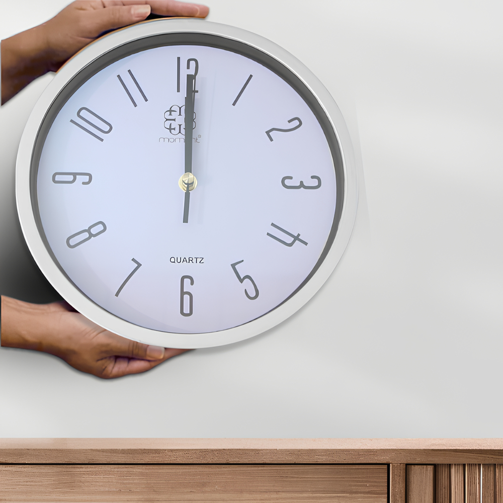 Relógio de Parede Redondo Cinza 26cm Quartz Silencioso Moderno Tendencia Alta Qualidade Estruturado em Oferta na Shopee