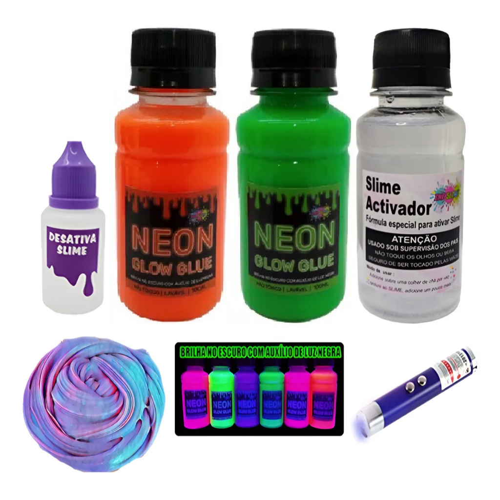 Kit Slime Neon Lembrança Festa Presente Menino