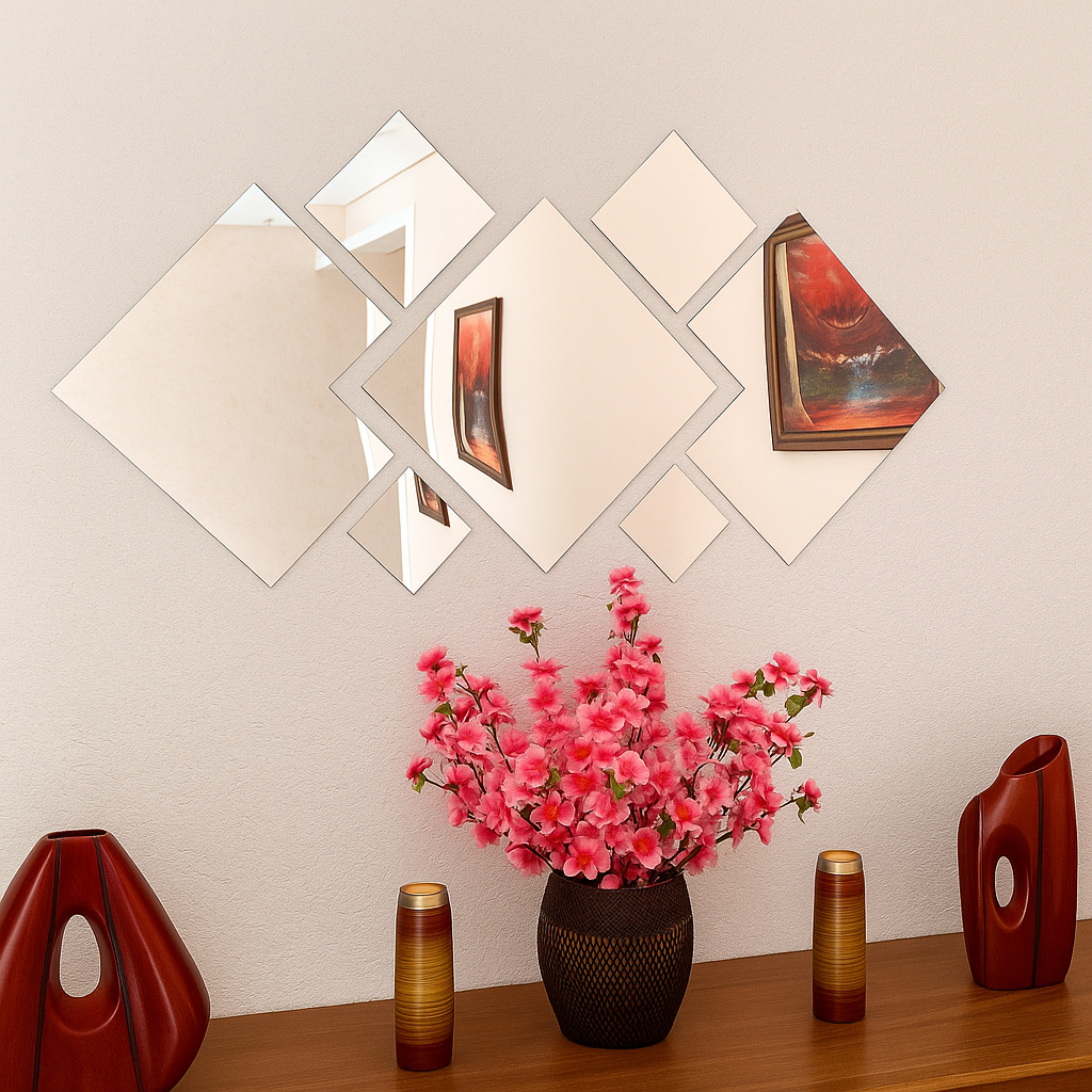 Oferta! Kit 7 Espelhos Acrílico em formato Losango 34x67cm - Achadinhos da Shopee