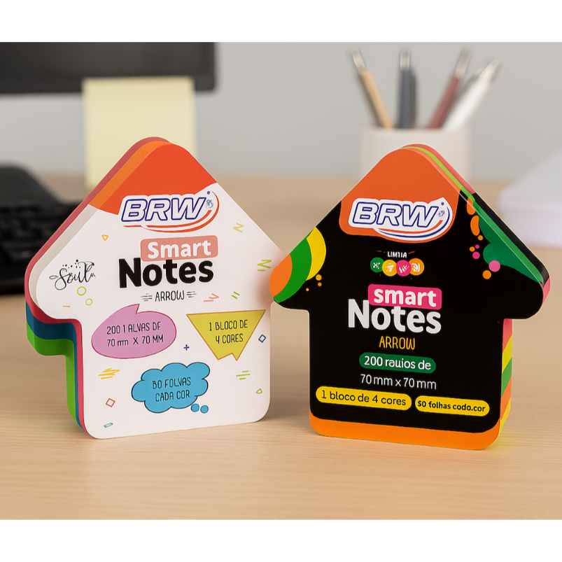 BLOCO SMART NOTES ARROW 70X70MM SETA -200FLS