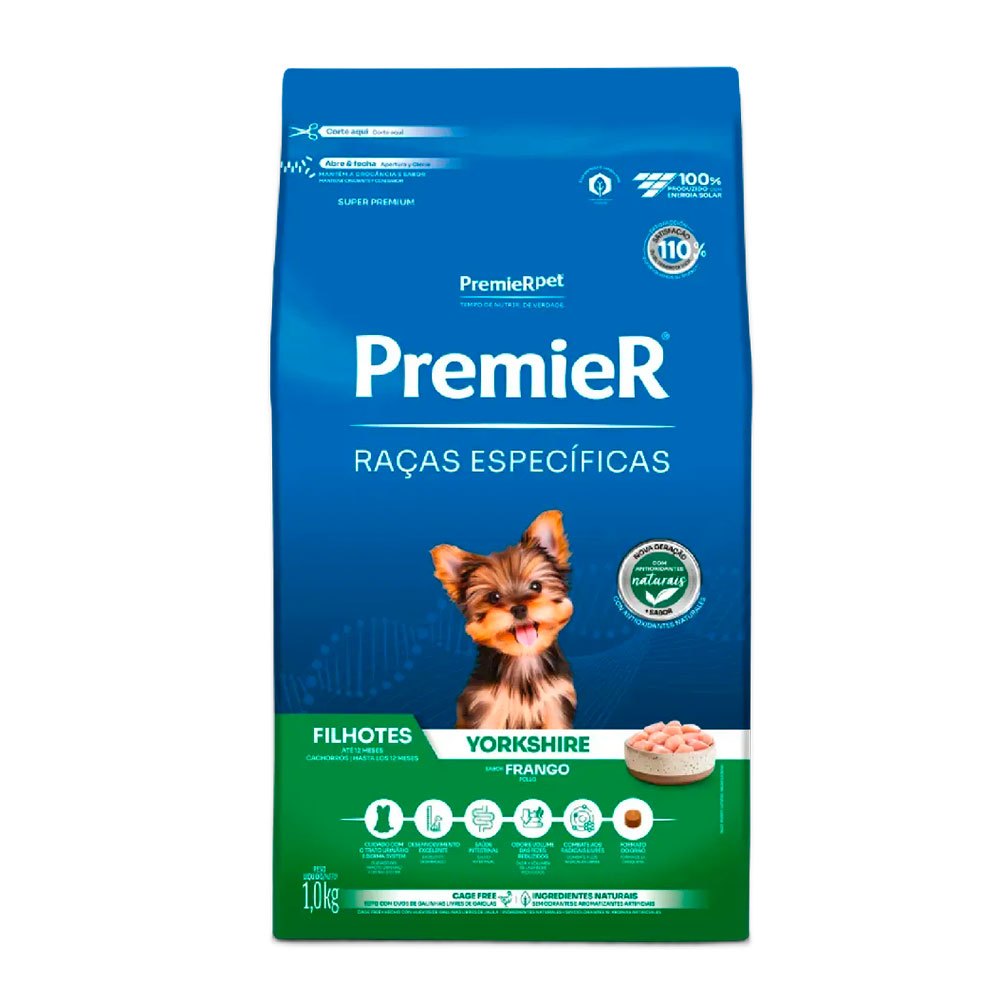 Ração Premier Raças Específicas Yorkshire Filhote Frango 1Kg em Oferta na Shopee