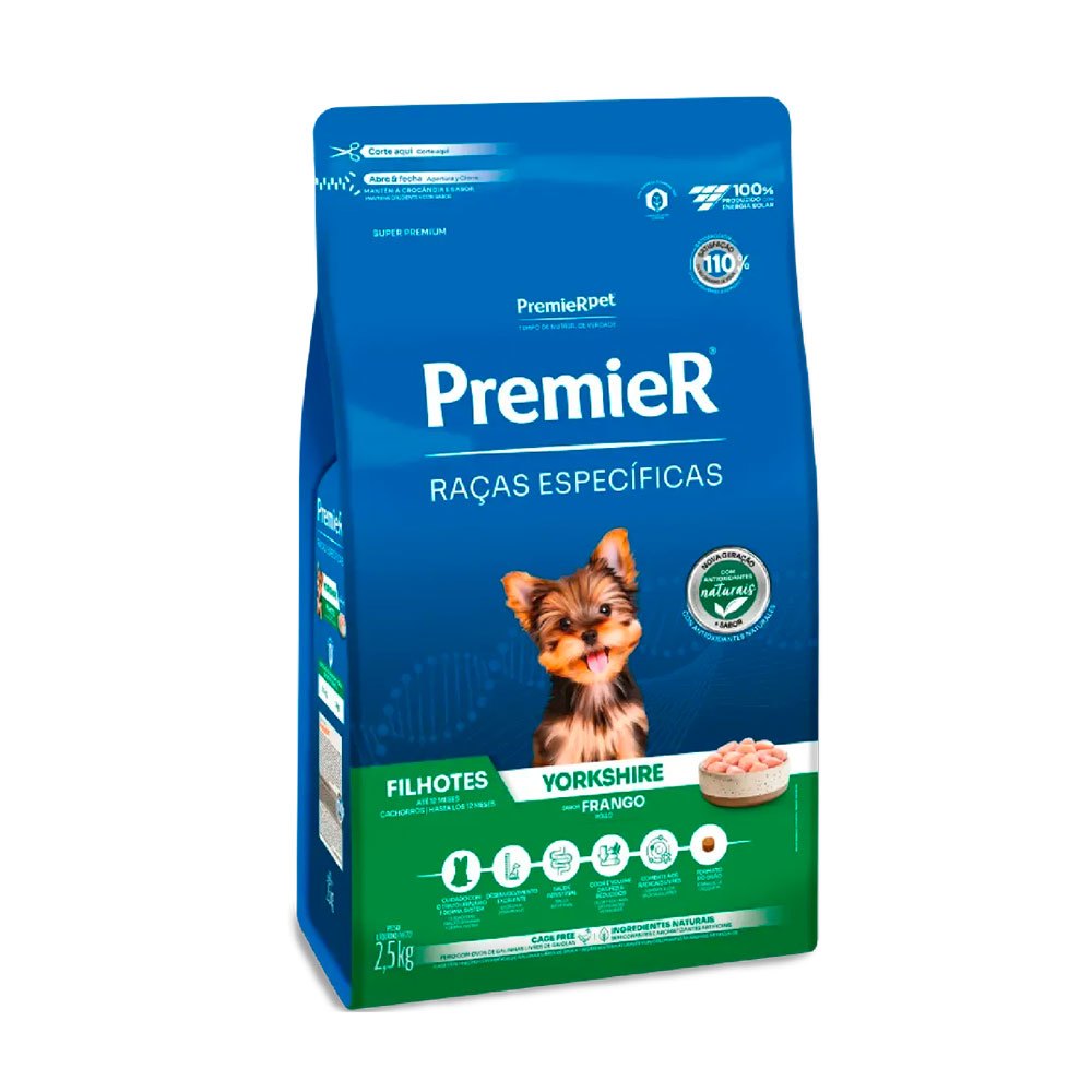 Ração Premier Raças Específicas Yorkshire Cães Filhotes Sabor Frango 2,5kg