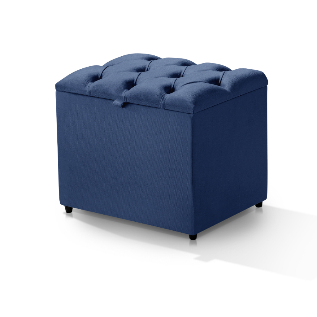 Puff Bau Estofado Veludo Moderna Quarto Sala Organizador Brinquedos Sapatos Multiuso Luxo 50 cm