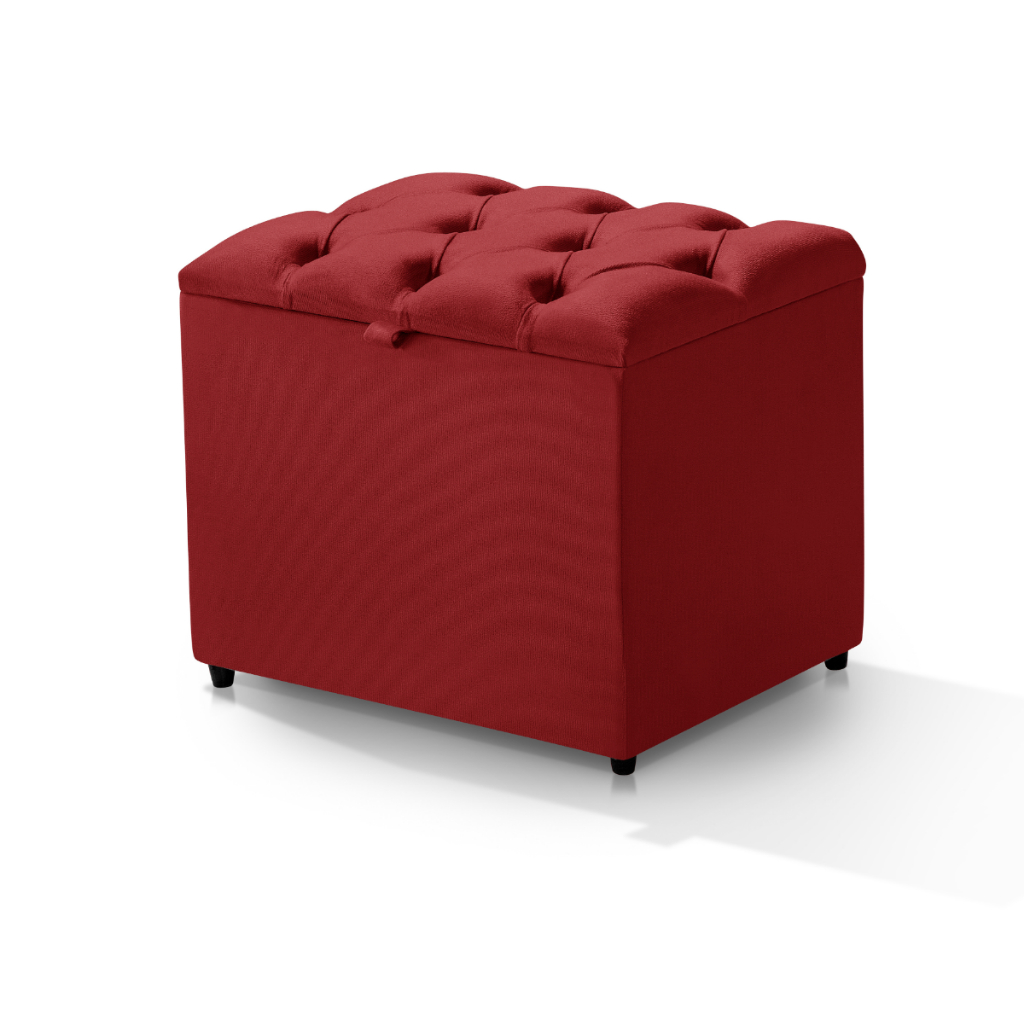Puff Bau Estofado Veludo Moderna Quarto Sala Organizador Brinquedos Sapatos Multiuso Luxo Compacto