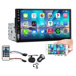 Central Multimídia Universal MP5 Bluetooth Touch Screen 1 Din 7 Pol Dvd + Camera Ré Espelhamento USB Controle Remoto