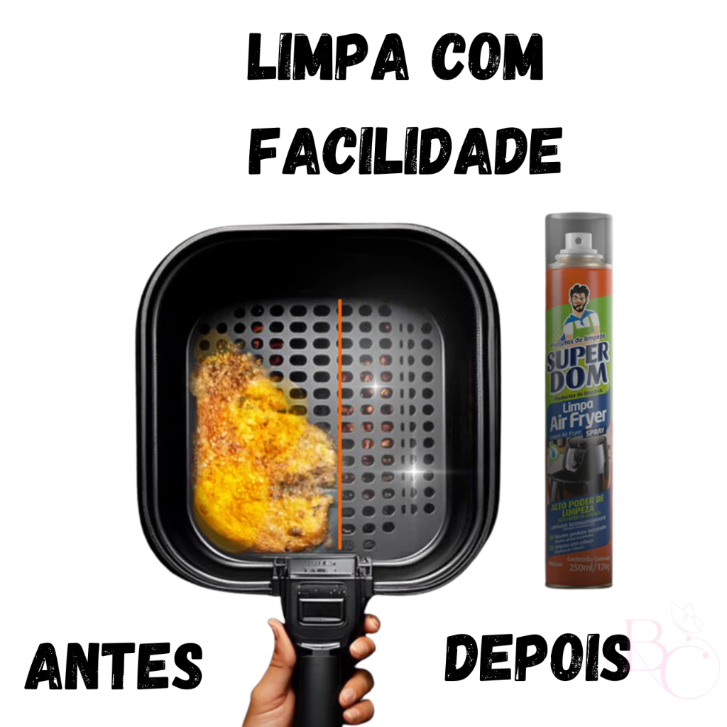 Spray Limpa Air Fryer 250ml Super Dom – Remove Gordura Pesada Limpeza Rápida e Fácil Uso