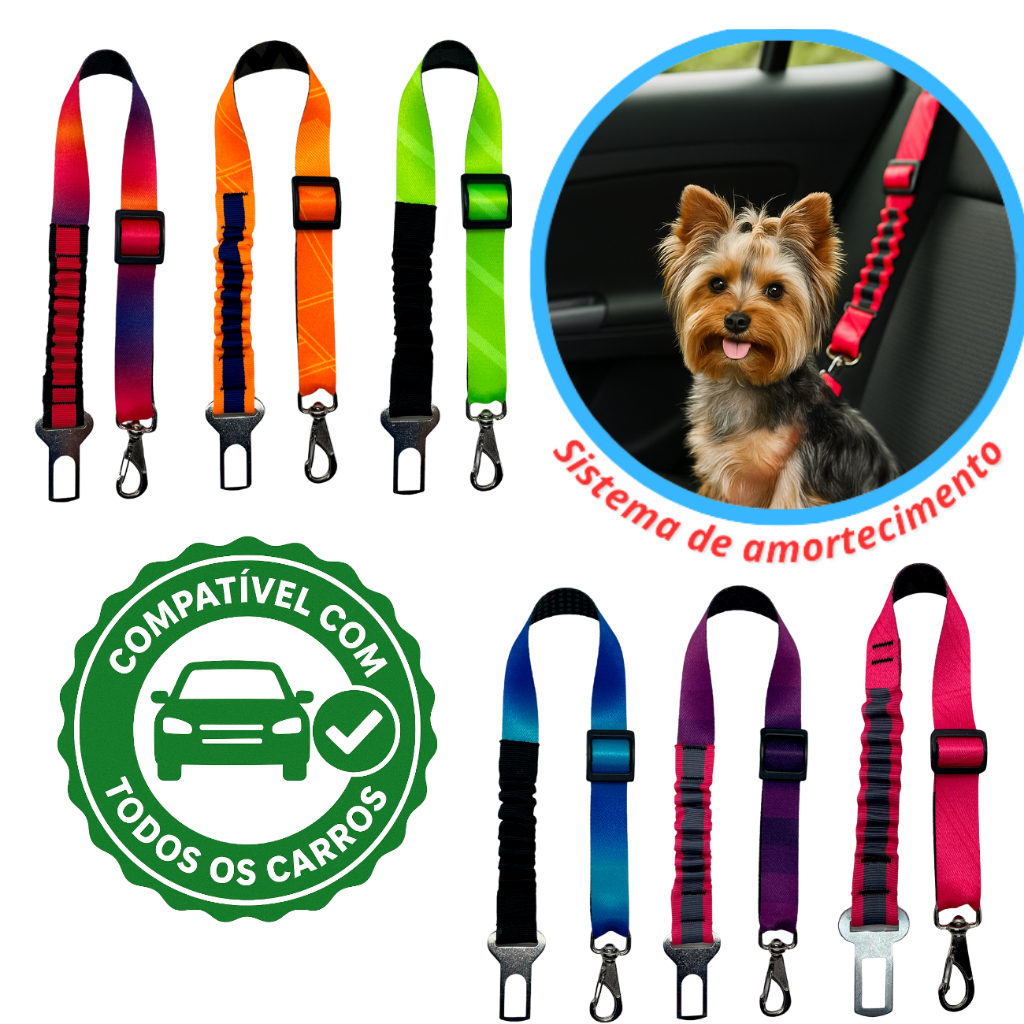 Cinto De Segurança Pet Com Amortecedor Universal Para Cachorros Compatível Com Todos Os Carros em Oferta na Shopee