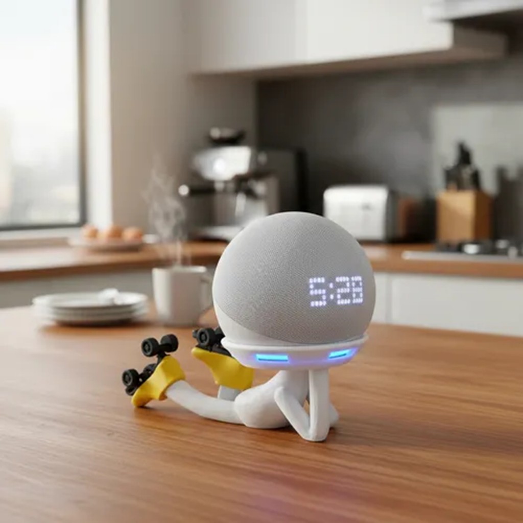 Suporte Alexa Echo Dot 3, Dot 4 ou Dot 5. Escultura Robert Patins e outros. Presente, decoração
