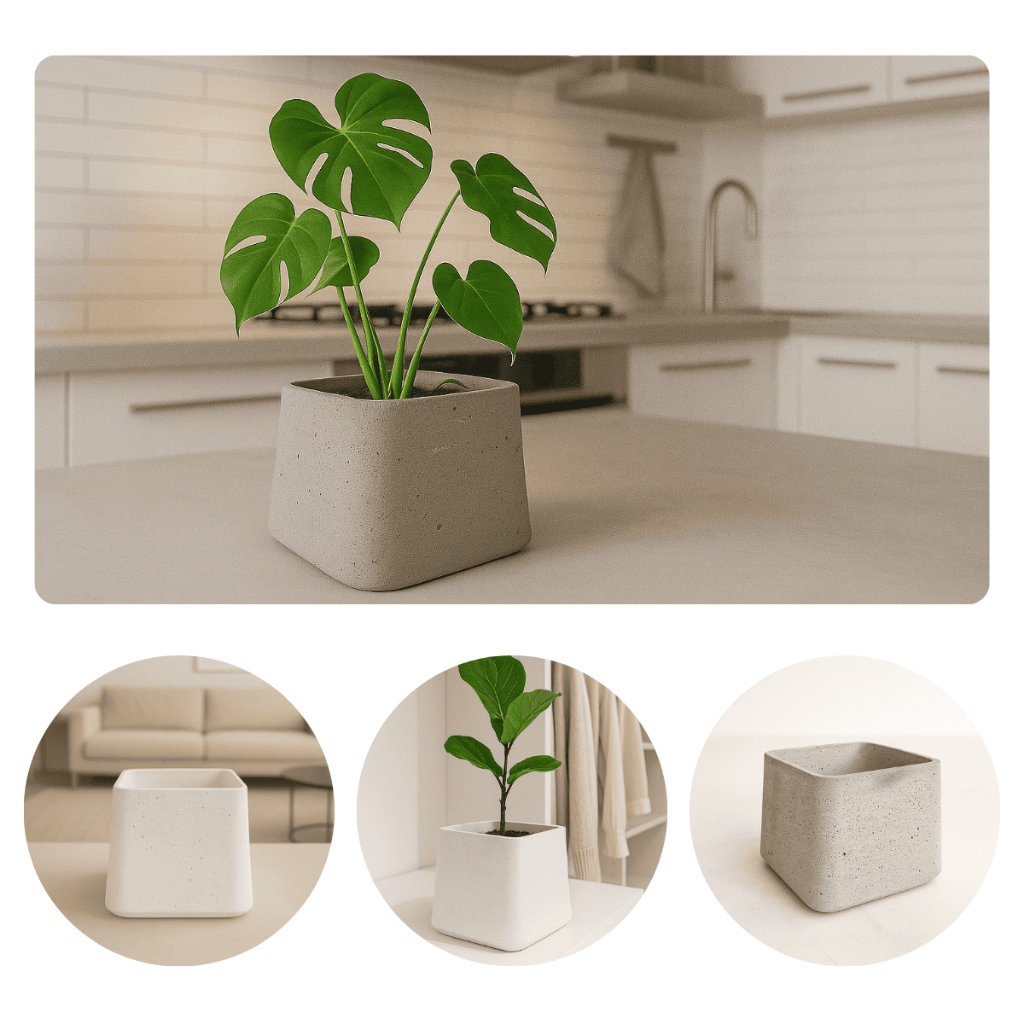 Vaso Cachepot Decoração de Plantas BAUZ Cimento Grande