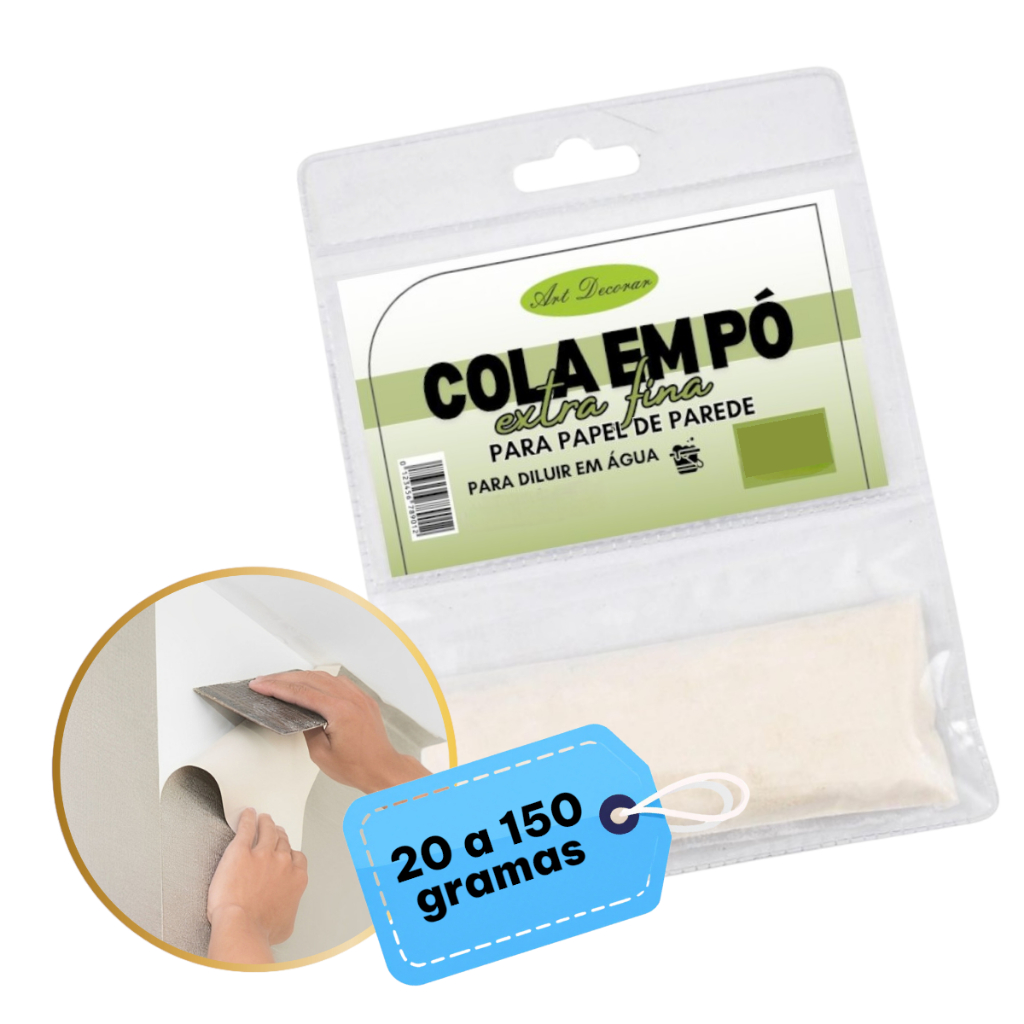 Kit Cola Extra Fina Pó CMC Aplicação Rolo Papel De Parede 20 30 50 100 150 gramas em Oferta na Shopee