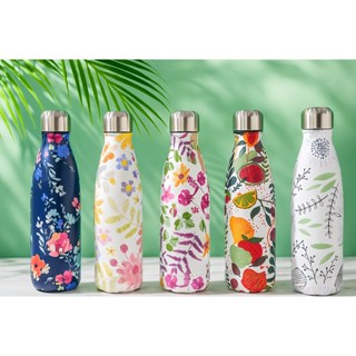 Garrafa Térmica 500ml Aço Inox com Estampa Floral | Ideal p/ Academia, Fitness e Uso Diário em Oferta na Shopee