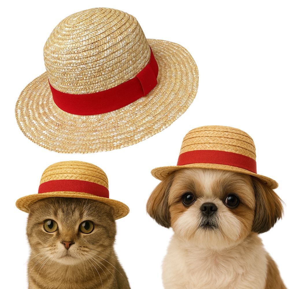 Chapéu de Palha Luffy One Piece para Cães e Gatos Pet em Oferta na Shopee