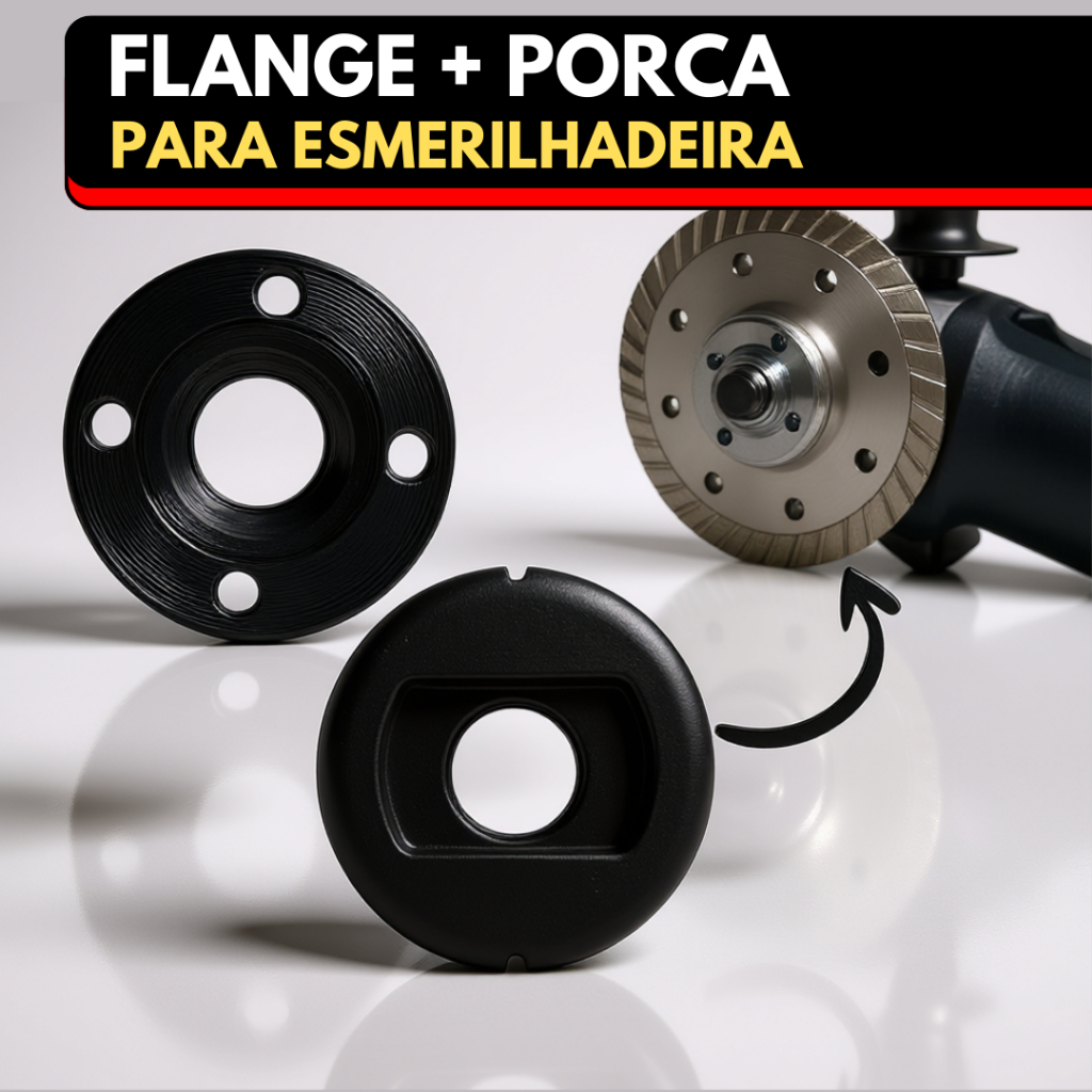 Flange + Porca Adaptador Para Esmerilhadeira Politrizes Furo 20mm P/ Discos Corte Jogo com 2 Peças Rosca M14
