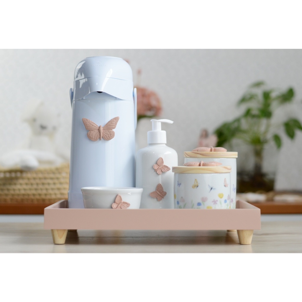 Kit Higiene Porcelana Maternidade Decoração Bebê Borboleta Jardim Encantado em Oferta na Shopee