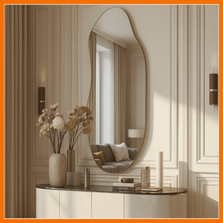 Espelho Orgânico 95x40cm Lapidado Moderno Grande com Suporte ou Dupla Face em Oferta na Shopee