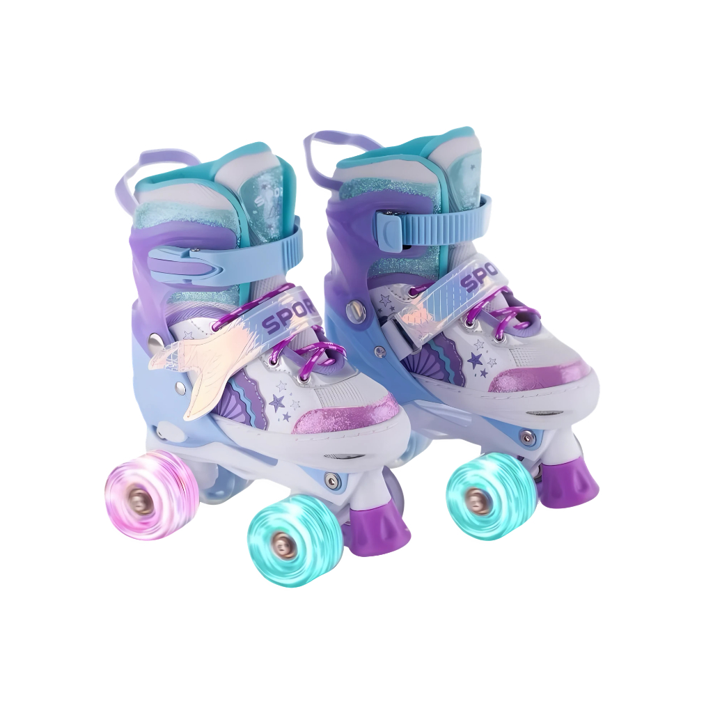 Patins roller 4 Rodas Stitch Com Luz De LED E Glitter Modelo Premium
