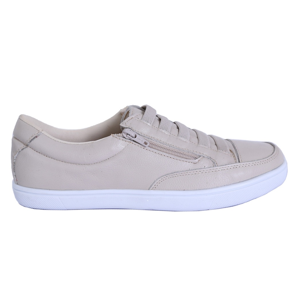 Sapatênis Feminino de Ajuste Elástico e Zíper Lateral Moda Urbana Casual Confortável e Leve