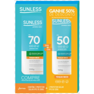 Kit Sunless Protetor Solar Toque Seco FPS 70 200g + FPS 50 120g cada