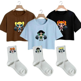 Kit 3 Cropped Feminino + 3 Meias Super Poderosas Algodão Estampadas Lançamento em Oferta na Shopee