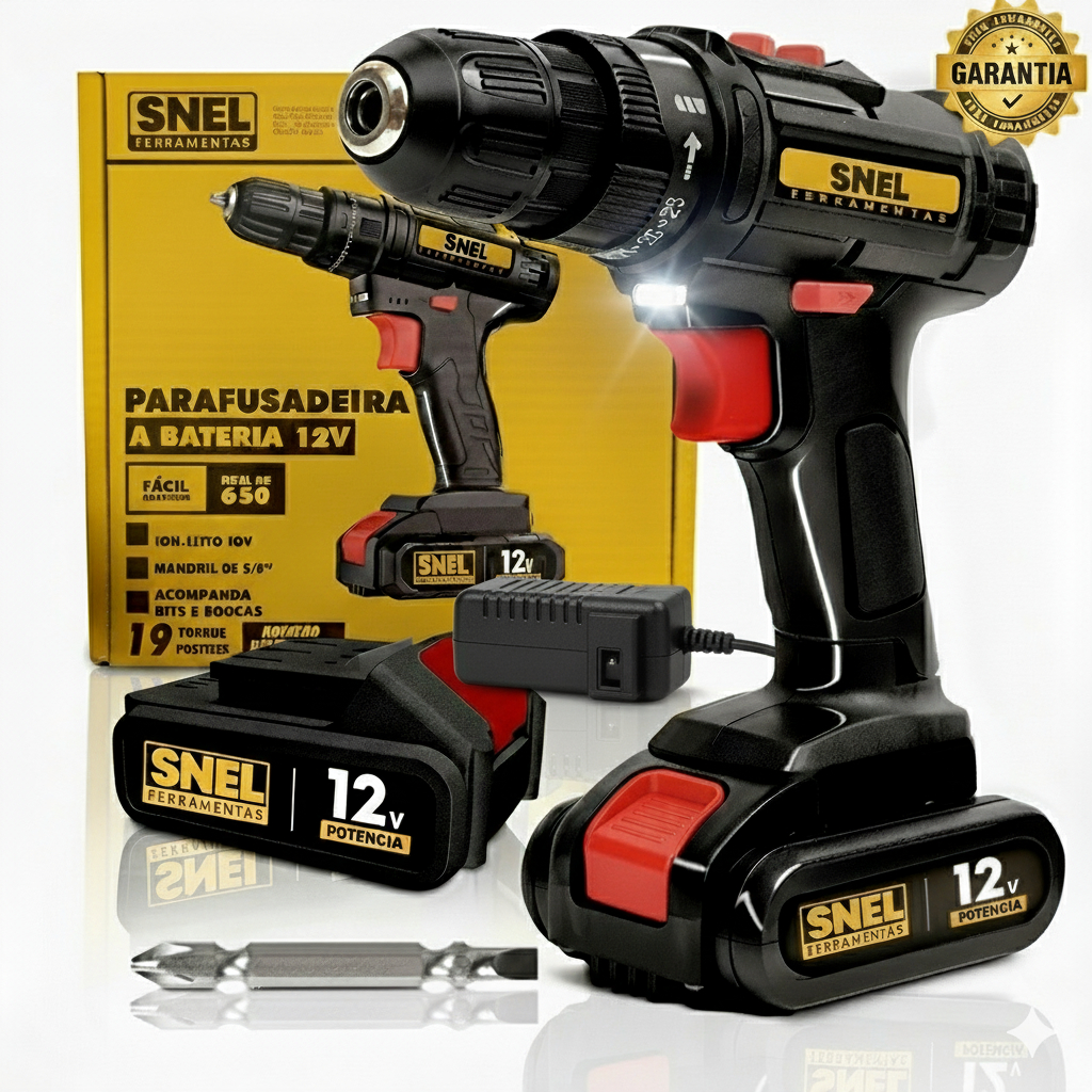 Parafusadeira Bivolt Sem Fio Furadeira Elétrica 12V Led Bateria Lithium Super Potente