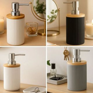 Dispenser De Sabonete Líquido Em Cerâmica E Bambu 4 cores em Oferta na Shopee