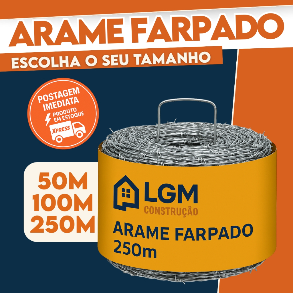 Arame Farpado 50 100 250m  Galvanizado Alta Resistência Cerca Escolha Sua Metragem 50M/100/250MT