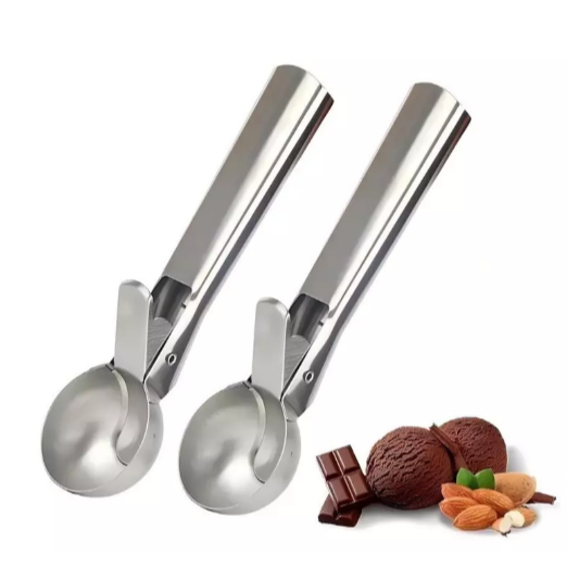 Conjunto de 2 Colheres de Sorvete em Aço Inoxidável Com Ejetor Profissional