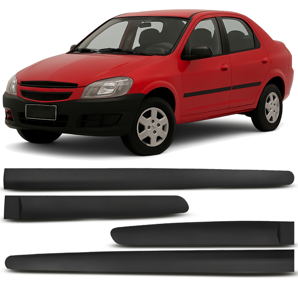 Jogo Friso Lateral Preto Corsa Joy Maxx 2002 a 2012 Modelo Largo