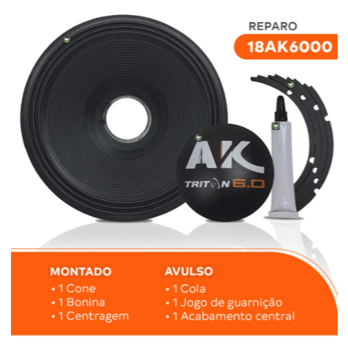 Kit Reparo Ak Cse 6.0 Triton Centragem Dupla 15 Pol 4ohms Cor 4 Ohms Original — imagem 2 de 2