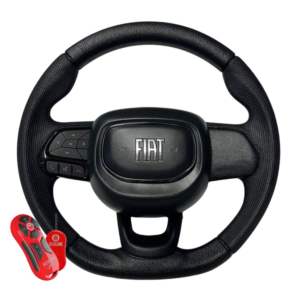 VOLANTE PULSE COM COMANDO DE SOM CENTRAL REDLINE COM CUBO SIENA DOBLO UNO WAY VIVACE ELBA PALIO MAREA BRAVA STILO DUCATO